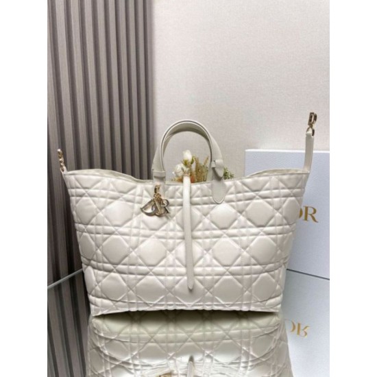 Miglior Falso Dior Toujours Grande Borsa Macrocannage Pelle di Vitello Bianca Economiche Premium