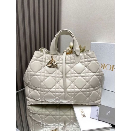 Miglior Falso Dior Toujours Grande Borsa Macrocannage Pelle di Vitello Bianca Economiche Premium