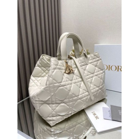 Miglior Falso Dior Toujours Grande Borsa Macrocannage Pelle di Vitello Bianca Economiche Premium