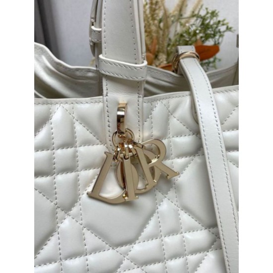 Miglior Falso Dior Toujours Grande Borsa Macrocannage Pelle di Vitello Bianca Economiche Premium