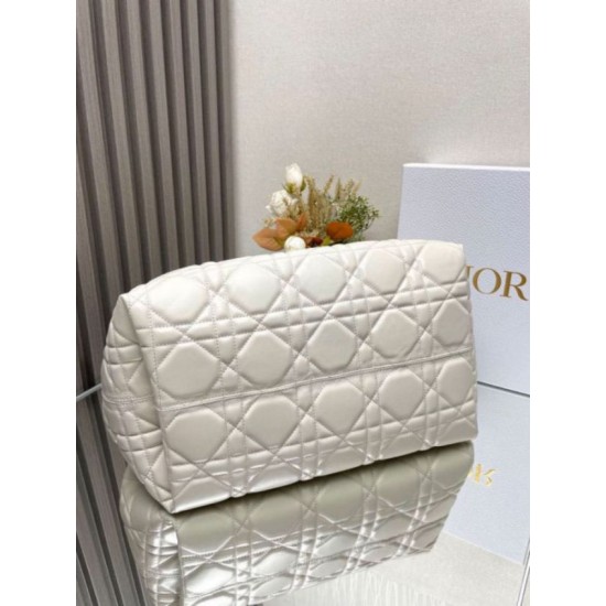 Miglior Falso Dior Toujours Grande Borsa Macrocannage Pelle di Vitello Bianca Economiche Premium