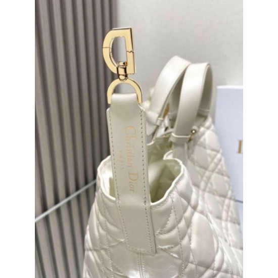 Miglior Falso Dior Toujours Grande Borsa Macrocannage Pelle di Vitello Bianca Economiche Premium