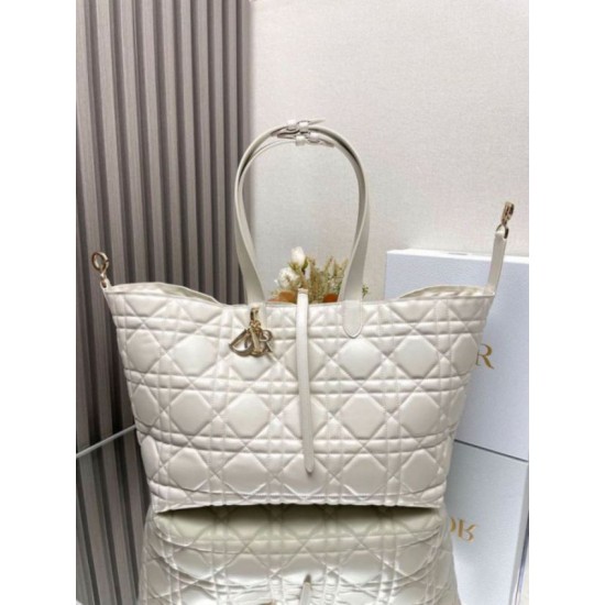 Miglior Falso Dior Toujours Grande Borsa Macrocannage Pelle di Vitello Bianca Economiche Premium