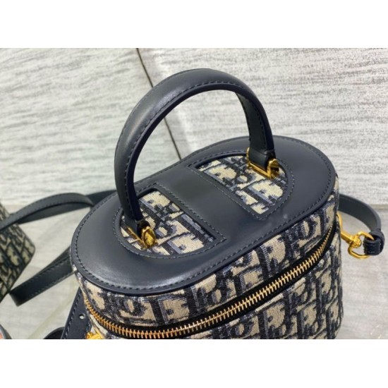 Miglior Falso Dior Small CD Signature Vanity Case Blue Oblique Jacquard Economiche Premium