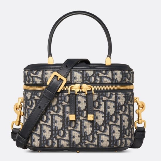 Miglior Falso Dior Small CD Signature Vanity Case Blue Oblique Jacquard Economiche Premium