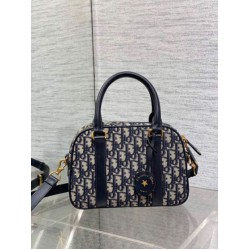 Miglior Falso Borsa bowling media Dior D-Vibe Bowling Borsa media Jacquard blu obliquo Economiche Premium