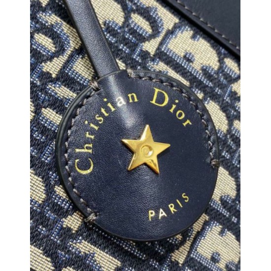 Miglior Falso Borsa bowling media Dior D-Vibe Bowling Borsa media Jacquard blu obliquo Economiche Premium