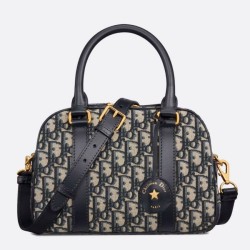 Miglior Falso Borsa bowling media Dior D-Vibe Bowling Borsa media Jacquard blu obliquo Economiche Premium
