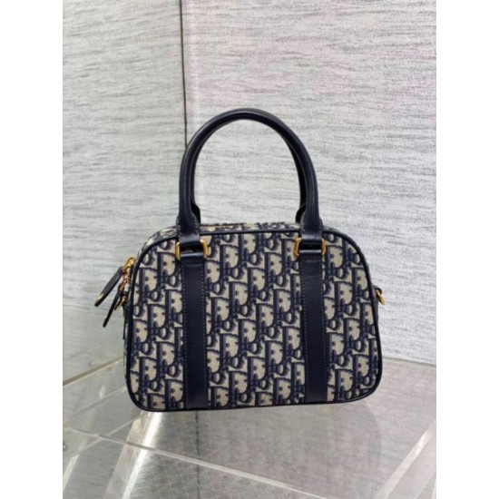 Miglior Falso Borsa bowling media Dior D-Vibe Bowling Borsa media Jacquard blu obliquo Economiche Premium