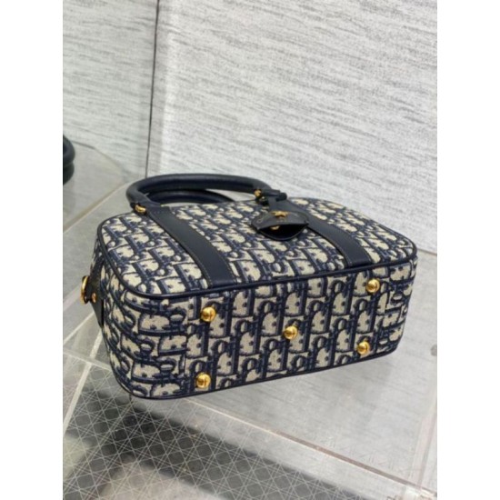 Miglior Falso Borsa bowling media Dior D-Vibe Bowling Borsa media Jacquard blu obliquo Economiche Premium