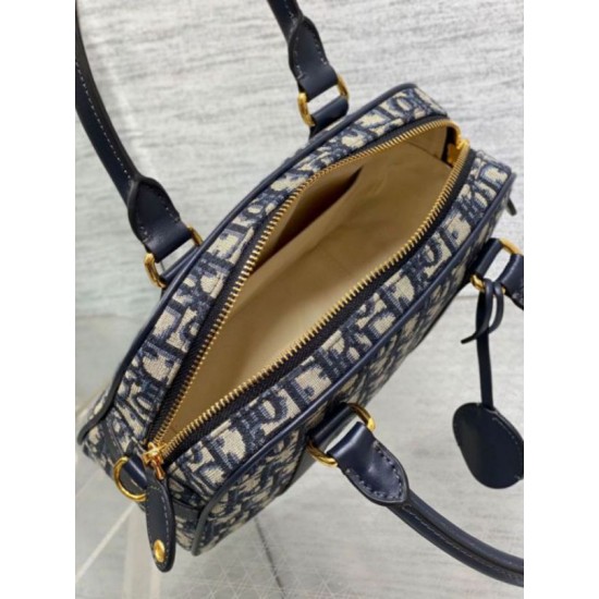 Miglior Falso Borsa bowling media Dior D-Vibe Bowling Borsa media Jacquard blu obliquo Economiche Premium