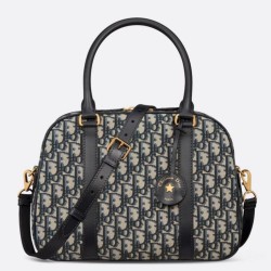 Miglior Falso Dior D-Vibe Bowling Borsa grande Jacquard blu obliquo Economiche Premium