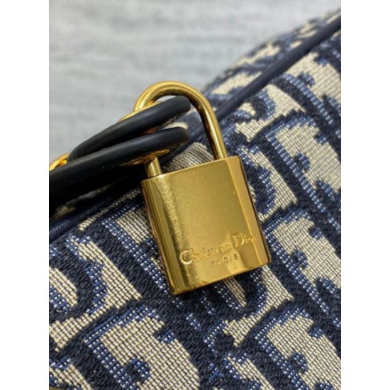 Miglior Falso Dior D-Vibe Bowling Borsa grande Jacquard blu obliquo Economiche Premium