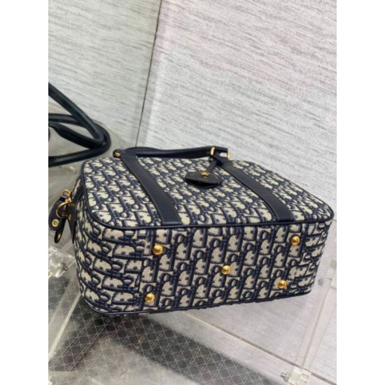 Miglior Falso Dior D-Vibe Bowling Borsa grande Jacquard blu obliquo Economiche Premium