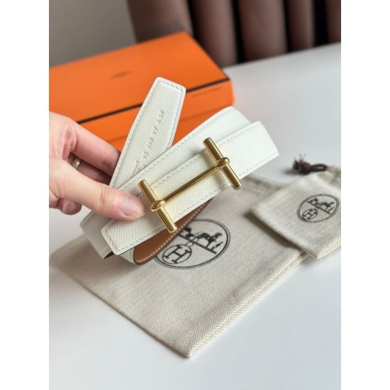 Replica Cintura Hermès H Ancre reversibile, 32 mm, pelle di vitello Epsom Oro e Bianco imitazione Falso