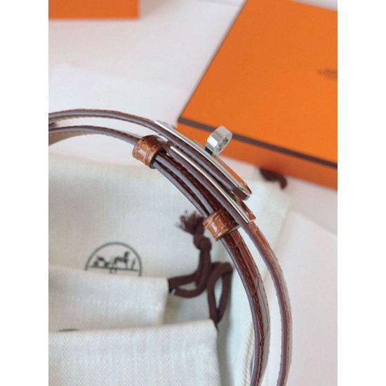 Replica Cintura Hermès Kelly 18 Caramello Alligatore Lucido imitazione Falso