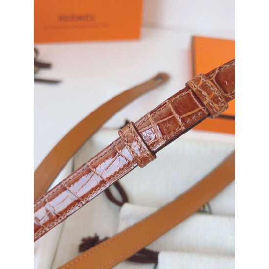 Replica Cintura Hermès Kelly 18 Caramello Alligatore Lucido imitazione Falso