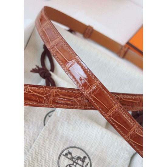 Replica Cintura Hermès Kelly 18 Caramello Alligatore Lucido imitazione Falso