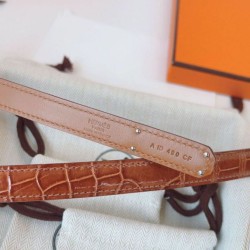 Replica Cintura Hermès Kelly 18 Caramello Alligatore Lucido imitazione Falso