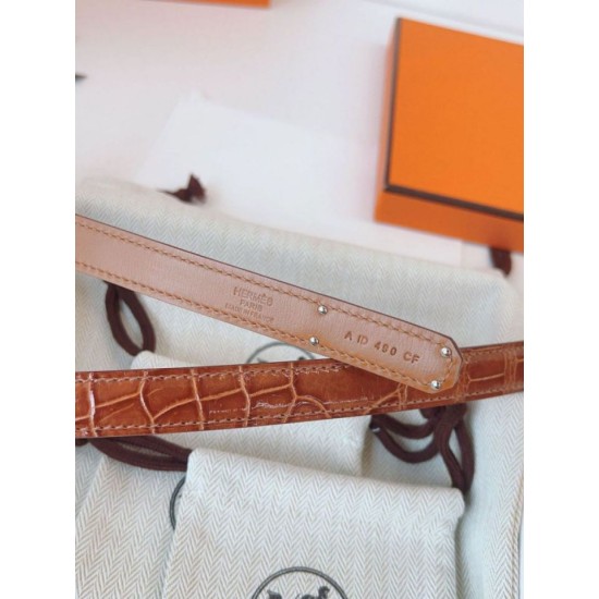 Replica Cintura Hermès Kelly 18 Caramello Alligatore Lucido imitazione Falso