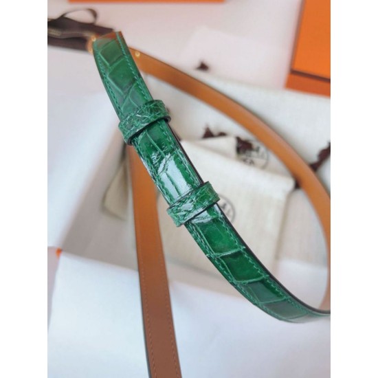 Replica Cintura Hermès Kelly 18 in alligatore lucido color malachite imitazione Falso