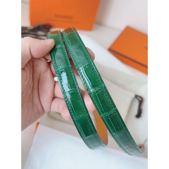 Replica Cintura Hermès Kelly 18 in alligatore lucido color malachite imitazione Falso