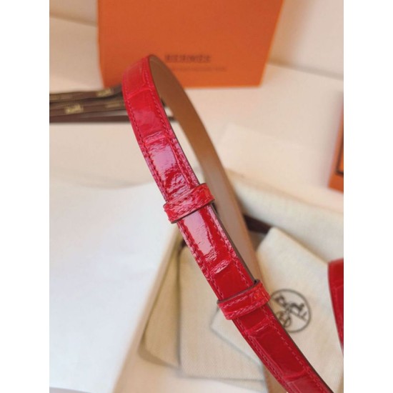Replica Cintura Hermès Kelly 18 in alligatore rosso lucido imitazione Falso