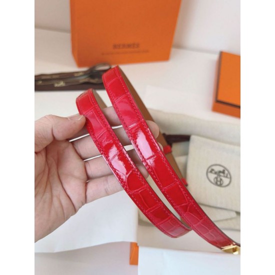 Replica Cintura Hermès Kelly 18 in alligatore rosso lucido imitazione Falso