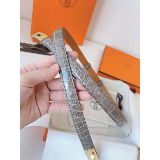 Replica Cintura Hermès Kelly 18 in alligatore lucido color tourterelle imitazione Falso