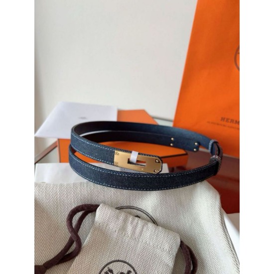 Replica Cintura Hermès Kelly Jean 18 in denim ed Epsom imitazione Falso
