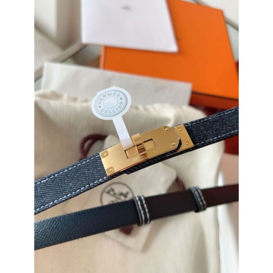 Replica Cintura Hermès Kelly Jean 18 in denim ed Epsom imitazione Falso