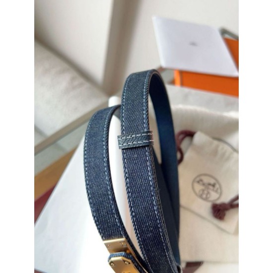 Replica Cintura Hermès Kelly Jean 18 in denim ed Epsom imitazione Falso