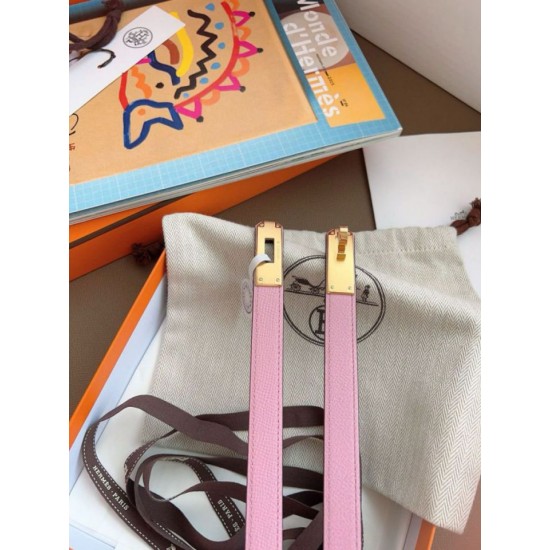 Replica Cintura Hermès Kelly 18 Rosa Epsom imitazione Falso