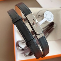 Replica Cintura Hermès Kelly 18 Nera Swift Pelle di vitello imitazione Falso