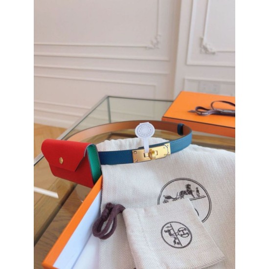 Replica Cintura Hermès Kelly Pocket 18 Cobalto e Pelle di Vitello Epsom Rossa imitazione Falso