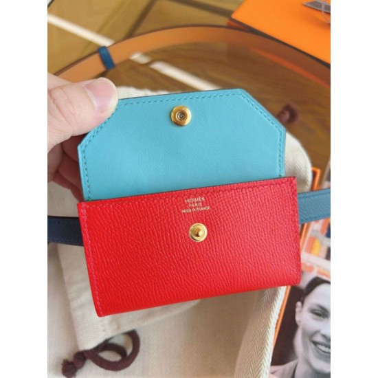 Replica Cintura Hermès Kelly Pocket 18 Cobalto e Pelle di Vitello Epsom Rossa imitazione Falso