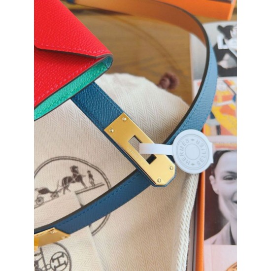 Replica Cintura Hermès Kelly Pocket 18 Cobalto e Pelle di Vitello Epsom Rossa imitazione Falso