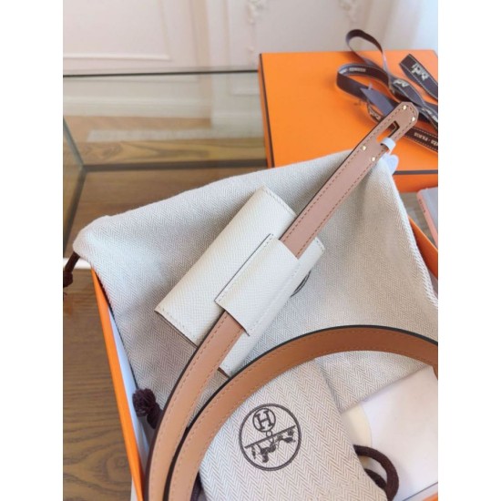 Replica Cintura Hermès Kelly Pocket 18 Biscuit e Pelle di Vitello Epsom Bianca imitazione Falso