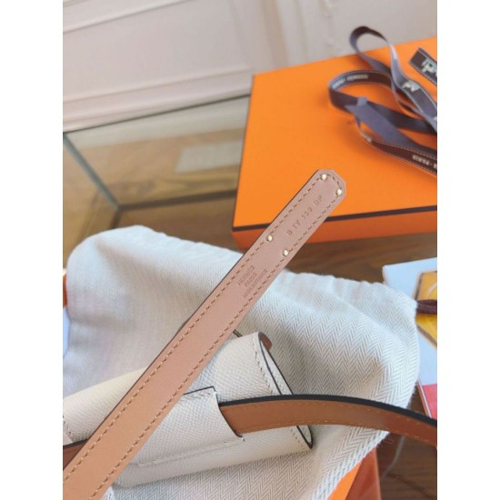Replica Cintura Hermès Kelly Pocket 18 Biscuit e Pelle di Vitello Epsom Bianca imitazione Falso