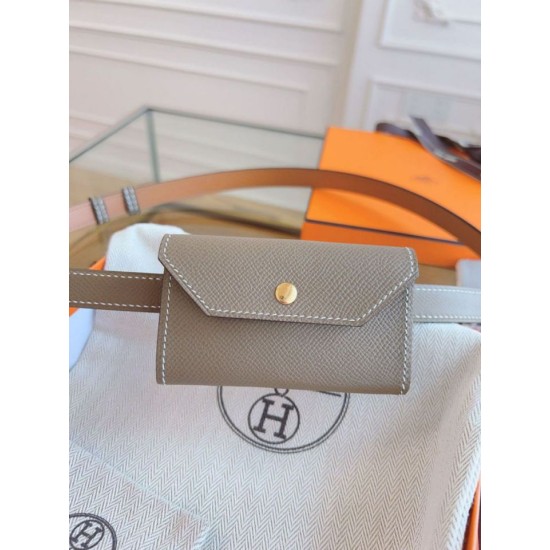 Replica Cintura Hermès Kelly Pocket 18 in vitello Epsom color etoupe imitazione Falso