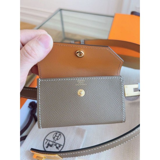 Replica Cintura Hermès Kelly Pocket 18 in vitello Epsom color etoupe imitazione Falso