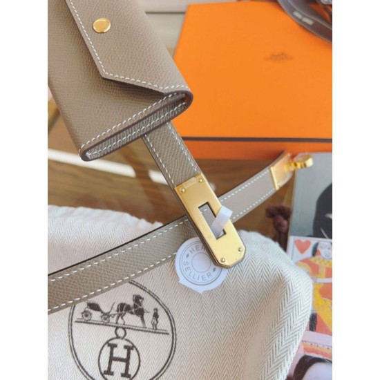 Replica Cintura Hermès Kelly Pocket 18 in vitello Epsom color etoupe imitazione Falso