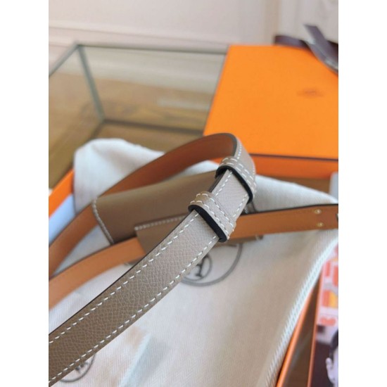 Replica Cintura Hermès Kelly Pocket 18 in vitello Epsom color etoupe imitazione Falso