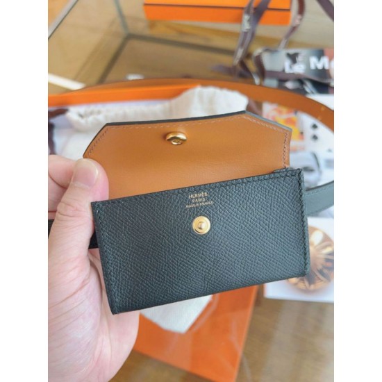 Replica Cintura Hermès Kelly Pocket 18 in vitello Epsom nero imitazione Falso