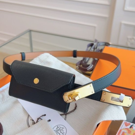 Replica Cintura Hermès Kelly Pocket 18 in vitello Epsom nero imitazione Falso