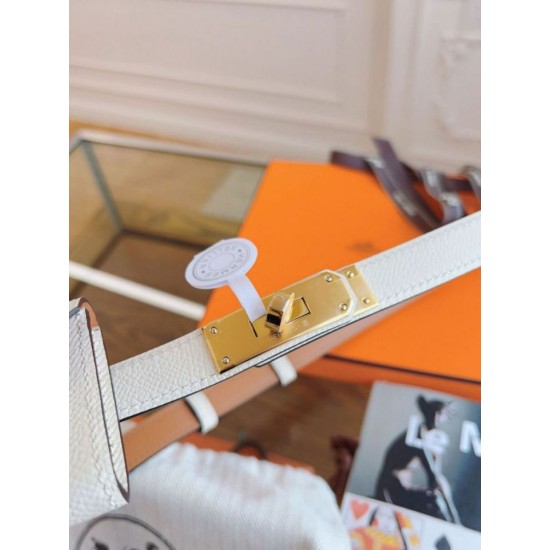 Replica Cintura Hermès Kelly Pocket 18 in vitello Epsom bianco imitazione Falso