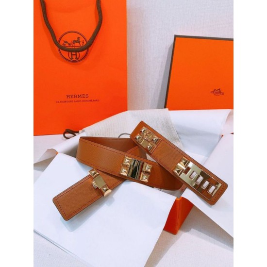 Replica Cintura Hermès Collier de Chien 32 Oro Epsom Vitello imitazione Falso