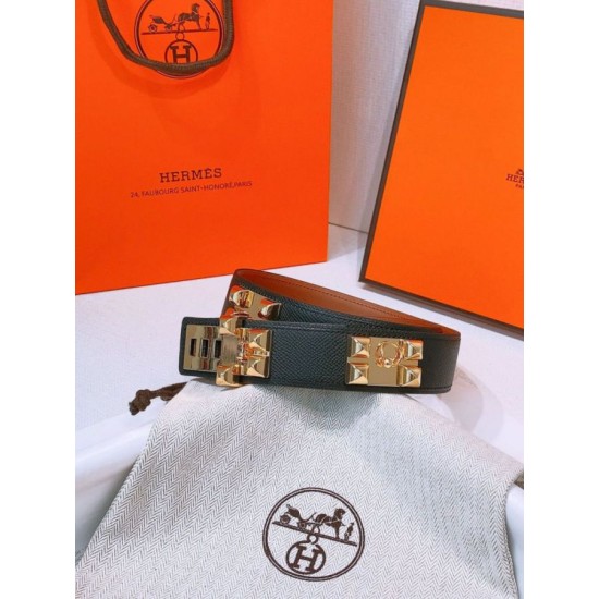 Replica Cintura Hermès Collier de Chien 32 Nero Epsom Vitello imitazione Falso