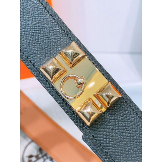 Replica Cintura Hermès Collier de Chien 32 Nero Epsom Vitello imitazione Falso