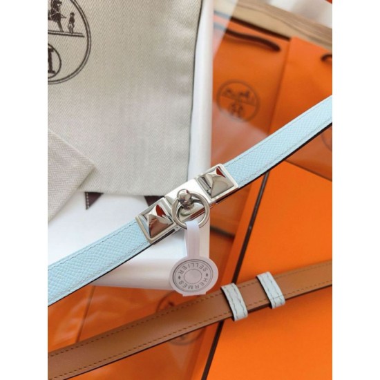 Replica Cintura Hermès Rivale 18 in pelle di vitello Epsom Blu Brume imitazione Falso